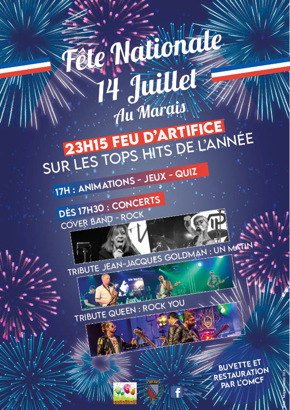 Affiche de la programmation de la fête nationale et de son feu d'artifice du 14 juillet à Annay sous Lens
