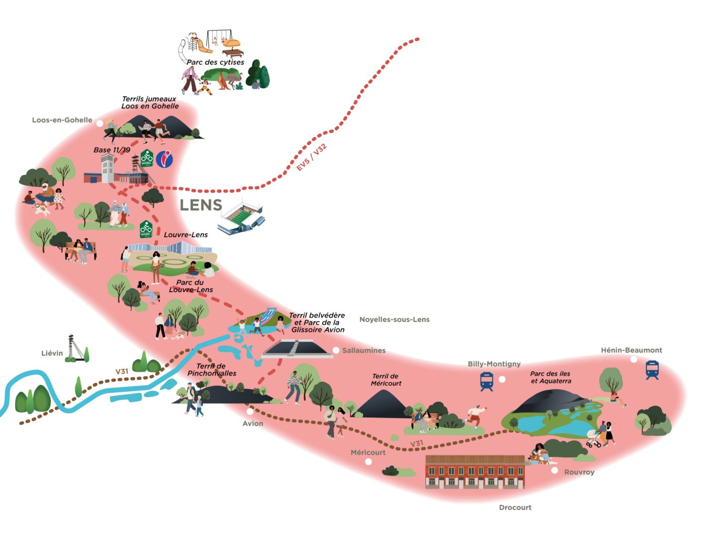 Plan du parc de la chaine des terrils - Chaine des parcs