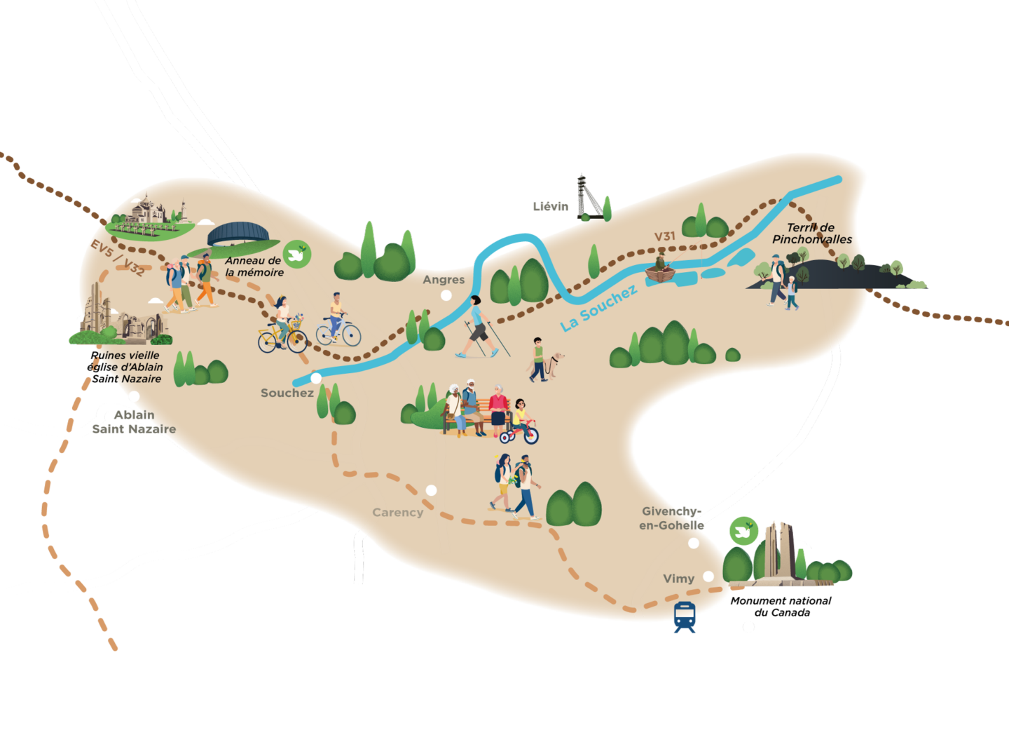 Plan du parc des collines de l'Artois - Chaine des parcs