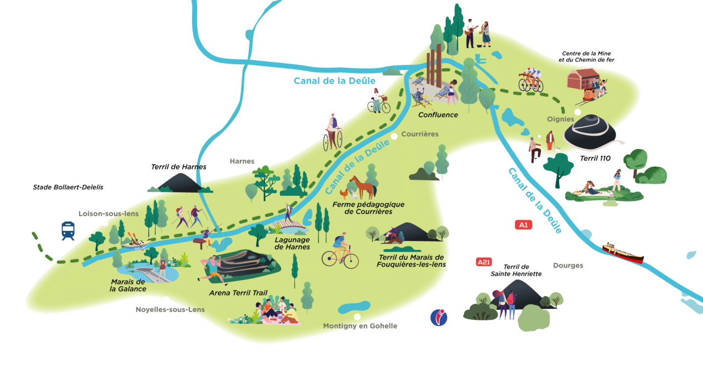 Plan du parc des berges de la Souchez - Chaine des parcs