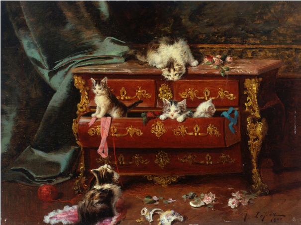 Chat dans une commode Jules LE ROY 1900 - Musée d'art et d'industrie André Diligent ©Musée La Piscine Dist GrandPalais RMN - Arnaud Loubry